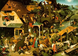 Les Proverbes néerlandais, Pieter Bruegel l'Ancien, Gemäldegalerie Berlin, flämische Malerei